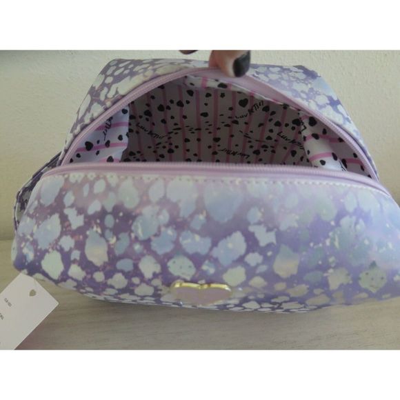 Betsey Johnson CLB-1023 Purple Multi Leopard Print Loaf Cosmetic Bag - Picture 9 of 12
